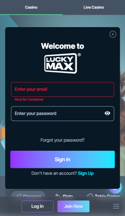 Ga naar LuckyMax login om te verifieren